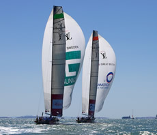 TeamOrigin v Artemis, Louis Vuitton Trophy Auckland.  Photo © Ian Roman/TeamOrigin